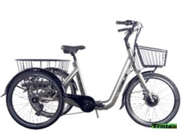 POZA Fahrräder Elektro Dreirad Tri-Velo 6 Gang, Tiefeinstieg faltbar hell metallic grau