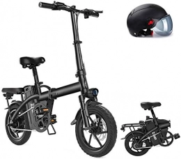 Fangfang Fahrräder Elektrofahrrad, 14" Klapp / Carbon-Stahl Material City Electric Bike Assisted Elektro-Fahrrad Sport-Gebirgsfahrrad mit Abnehmbarer Lithium-Batterie 400W / 48V, Fahrrad (Color : Black, Size : 160KM)