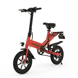 ELLBM Fahrräder Elektrofahrrad, 14 Zoll E-Bike mit 48V / 7, 5Ah Akku - 25 km / h - LCD Bildschirm, Elektro Klappfahrrad für Erwachsene City Pendler Ebike Klapprad Elektrisches Fahrrad (Rot)