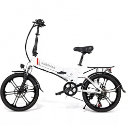 ELLBM Fahrräder Elektrofahrrad, 20" E-Bike Elektro Klappfahrrad für Erwachsene City Pendler Ebike Klapprad Elektrisches Fahrrad mit 48V 10Ah USB-Halterung, Mopedfahrrad mit Shimano 7-Gang (20LVXD30-II Weiß)