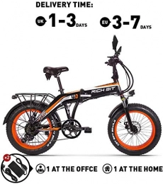 RICH BIT-ZDC Fahrräder Elektrofahrrad 20 Zoll Rich Bit RT-016 Faltbarer E-Bike-Motor 500 W Batterie 48 V 9.6 Ah Mechanische Scheibenbremse mit LCD und Gas Orange