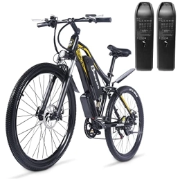 Vikzche Q Fahrräder Elektrofahrrad 27, 5 Zoll mit zwei 48 V / 17 Ah abnehmbaren Lithium-Akkus, Vollfederung, Shimano 7-Gang-City-E-Bike GUNAI M60