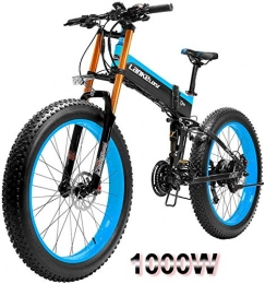 Fangfang Fahrräder Elektrofahrrad, 48V 1000W Electric Mountain Bike 26inch Fat Tire E-Bike Beach Cruiser Mens Sports Mountainbike-Lithium-Batterie Hydraulische Scheibenbremsen, Fahrrad (Color : Blue, Size : 1000W)