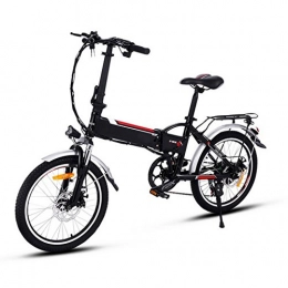 Sosper Elektrofahrräder Elektrofahrrad Faltbares E-Bike, 20 Zoll Klapprad mit 250w Heckmotor und or, 36V Große Kapazität Lithium-Akku Schwarz