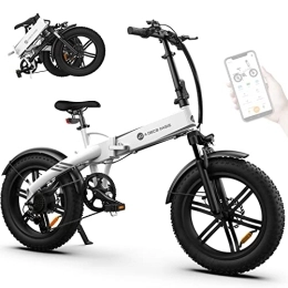 A Dece Oasis Fahrräder Elektrofahrrad Faltbares Mountainbike für Männer und Frauen, 20''*4.0 Fat Tire E-Bike mit Drehmomentsensor, 14, 5-Ah-Akku, 7-Gang-Getriebe , IPX7 IPS-Farbdisplay, ADO EBIKE-App-Steuerung-White