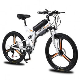 RuBao Fahrräder Elektrofahrrad für Erwachsene, 66 cm, für Bergstädte und ländliche Gebiete, zusammenklappbares 21-Gang-E-Fahrrad mit LED-Display, fette Reifen, 36 V / 10 AH, 8 AH, 350 W, Weiß (Größe: 36 V / 350 W / 8 AH)