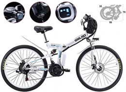 HCMNME Fahrräder Elektrofahrrad Mountainbike 26-Zoll-Reifen-elektrisches Fahrrad-Falten-Moped-Speicherrand Felge Ebike 21 Geschwindigkeit 48V 500W Berg Elektrische Fahrräder 3 Modus Poout-Roller-Lautsprecher integrier
