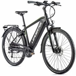 Leaderfox Fahrräder Elektrofahrrad VAE City Leader Fox 28 Zoll Sandy 2021 Herren Hinterradmotor AR Bafang 36 V 250 W 15 Ah Aluminium schwarz matt grün 7 V schwarz / grün
