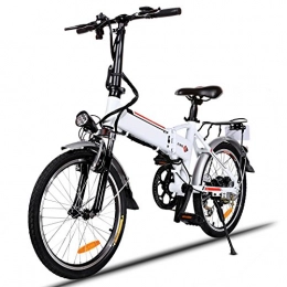 Eloklem Fahrräder Elektrofahrräder 36V 8AH Lithium Batterie Faltrad MTB Mountainbike E-Bike 7 Speed Fahrrad Intelligence Elektrofahrrad (Weiß, 20 Zoll)