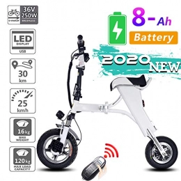 AYUSHOP Elektrofahrräder Elektrofahrräder Erwachsener, faltbare E-Bike Pedelec mit 250W Motors, 30 Meilen Reichweite, 36V 8Ah Akku, 264 Lbs Maximale Last, Luftbereifung, mit USB Handy Ladestation und Fernbedienung, Weiß