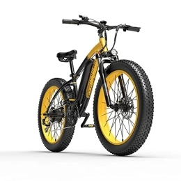 Teanyotink Fahrräder Elektrofahrräder mit herausnehmbare Batterie, Unisex Erwachsene E-Bike Mountainbike für Damen und Herren Elektro Mountain Bike mit IP54 Wasserdicht für Stadt und Mountain（schwarz-gelb）