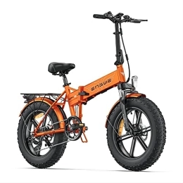 Fafrees Elektrofahrräder EP-2PRO Elektrofahrrad 20 Zoll, faltbar, elektrisches Mountainbike, 48 V, 12, 8 Ah, große Reifen 20 Zoll x 4, 0 Shimano 7 Geschwindigkeiten, Orange