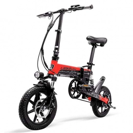 ZHXH Fahrräder Europäische Qualitätsstufe 14" Zoll Beweglichen Folding Elektro-Fahrrad Mini E-Bike Mit Abnehmbarer Lithium-Batterie, Black red