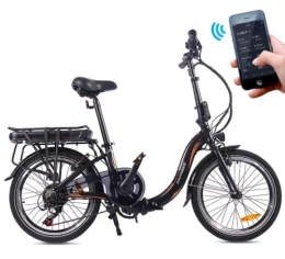 Fafrees Elektrofahrräder Fafrees 20F054 Klappbar E-Bike 20 Zoll mit App, Elektrofahrrad Damen 36V / 10 Ah Akku, E-Fahrrad Herren 7 Gänge, 250W City e-Bike, Schwarz