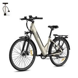 Fafrees Elektrofahrräder Fafrees F28 Pro e Bike mit APP, Elektrofahrrad 27.5 Zoll, pedelec ebike Herren 36V 14.5Ah Akku, E-Fahrrad Damen 250W 25km / h, Shimano 7s Trekkingrad City ebike für Erwachsene (Gold)