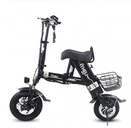 WXJWPZ Elektrofahrräder Faltbare Elektrische Fahrradräder Faltbares Leichtes Elektrisches Fahrrad 12 Zoll 500 W 36 V Weiß / Schwarz, Blackoneseat15ah