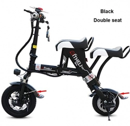 WXJWPZ Elektrofahrräder Faltbare Elektrische Fahrradräder Faltbares Leichtes Elektrisches Fahrrad 12 Zoll 500 W 36 V Weiß / Schwarz, Blacktwoseat10ah