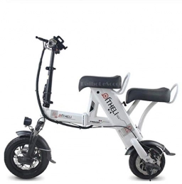 WXJWPZ Elektrofahrräder Faltbare Elektrische Fahrradräder Faltbares Leichtes Elektrisches Fahrrad 12 Zoll 500 W 36 V Weiß / Schwarz, Whitetwoseat10ah