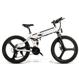 FBKPHSS Fahrräder FBKPHSS Faltbares E-Bike, 48V 500W Elektrofahrräder Shimano 21-Gang-Gänge Mountainbike mit Lithium Batterie Mountainbike für Damen und Herren, Weiß, Standard 1