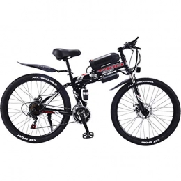 FFF-HAT Fahrräder FFF-HAT Zusammenklappbares elektrisches Mountainbike, 26 Zoll mit herausnehmbarem Lithium-Ionen-Akku (36V8AH350W), 3 Arbeitsmodi, 21 / 27-Gang-Elektrofahrrad (Speichenrad / integriertes Rad), schwarz rot
