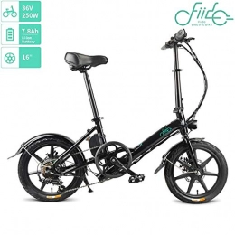OUXI Fahrräder FIID0 D3S 16 Zoll faltbares Elektrofahrrad, Elektrofahrräder für Erwachsene mit 36 V 7.8 Ah Batterie Elektrofahrrad mit mechanischer 6-Gang-Schaltung Für das Radfahren im Freien beim Pendeln(schwarz)