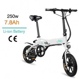 Fiido Fahrräder FIIDO D1 14 Zoll Elektrofahrrad Fatbike E-Bike Pedelec, 36V 250W Faltbares E-Bike für Erwachsene mit Lithium-Akku(7.8 / 10.4Ah) City Elektrofahrrad E-Bike Mit 25 km / h (D1-weiß-7.8)