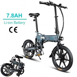 Fiido Fahrräder FIIDO D2 Faltbares elektrisches Fahrrad-Aluminium 16 Zoll-elektrisches Fahrrad für Erwachsen-E-Fahrrad mit eingebauter Lithium-Batterie 36V 7.8AH, bürstenlosem Motor 250W (Dunkelgrau)