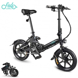 Fiido Fahrräder FIIDO D3 Faltrad, Elektrofahrräder für Erwachsene Leichter bürstenloser 14-Zoll-Motor mit 7, 8 Ah, 250 W und 36 V Batterie und stoßfestem Reifen Doppelscheibenbremsen für Fitnessü (schwarz)