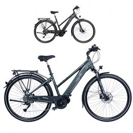 Fischer Elektrofahrräder FISCHER Damen Trekking E-Bike VIATOR 4.0i, Elektrofahrrad, grün matt, 28 Zoll, RH 44 cm, Mittelmotor 50 Nm, 48 V Akku im Rahmen