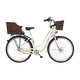 Fischer Fahrräder FISCHER E-Bike City, CITA ER1804 Elektrofahrrad für Damen, RH 48 cm, Frontmotor 32 Nm, 36 V Akku, elfenbein glänzend, 28 Zoll