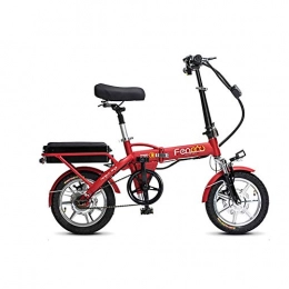 FJW Fahrräder FJW 14" Suspension Mini Electric Bikes Unisex Mode und intelligentes elektronisches Fahrzeug Kohlenstoffreicher Stahl Faltrad Faltbares & tragbares elektrisches Fahrrad, Red