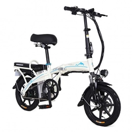 FJW Fahrräder FJW Elektrisches Fahrrad 48 V 250 W Ebike 14 Zoll Kohlenstoffreicher Stahl Hybrid Faltrad mit Scheibenbremsen und Federgabel (herausnehmbare Lithiumbatterie), White, 48V15A