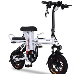 FJW Fahrräder FJW Unisex Elektrisches Fahrrad, 12 Zoll Hybrid Faltbares E-Bike 48 V 20 Ah mit Scheibenbremsen und Federgabel (herausnehmbare Lithiumbatterie), White, 10A