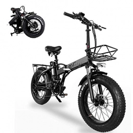 KT Mall Elektrofahrräder Folding Elektro-Bikes für Erwachsene 20 In mit 48V Removable Großer Kapazität 15Ah Lithium-Ionen-Akku Berg E-Bike mit elektronischem Gerät und Abnehmbarer Korb Fahrrad für Unisex