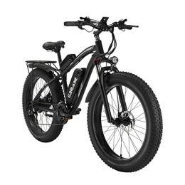 GARVAINE Elektrofahrräder GAVARINE Fat Tire Elektrofahrrad, Mountainbike für Erwachsene mit hoher Geschwindigkeit, mit LCD-Bildschirm und anhebbarem Rücksitz, XOD-Hydraulikbremssystem vorne und hinten (Schwarz)