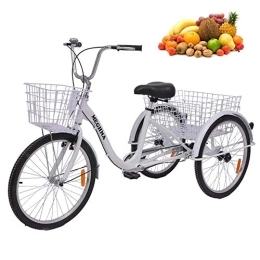 Gpzj Elektrofahrräder Gpzj 24-Zoll-Dreirad-Serie für Erwachsene, 7-Gang-3-Rad-Fahrräder für Dreirad-Trike-Cruise-Bike für Erwachsene Großformatiger Korb für Erholung, Einkaufen, Sport Männer-Frauen-Fahrrad