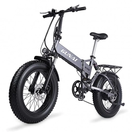 GUNAI Fahrräder GUNAI 500W Elektrofahrräder, 20 Zoll Faltbare Mountain Snow E-Bike Rennrad mit Scheibenbremsen 7 Geschwindigkeit (Silber)