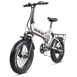 GUNAI Fahrräder GUNAI 500W Elektrofahrräder 20 Zoll Faltbare Mountain Snow E-Bike Rennrad mit Scheibenbremsen 7 Geschwindigkeit (Silber)