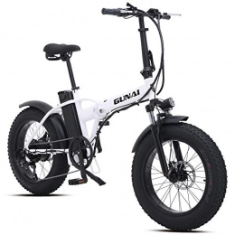 HUAEAST Fahrräder GUNAI Faltbare Elektrofahrrad 500 Watt 20 Zoll Fett Reifen Rennrad mit Scheibenbremsen 7 Geschwindigkeit und 48V 15AH Lithium Batterie (Weiß)