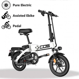 GUOJIN Fahrräder GUOJIN Elektrofahrrad Zusammenklappbar Leichtes Elektrofahrrad 350W 48V Mit 14-Zoll-Reifen-LCD-Bildschirm 9.6-Ah-Lithium-Ionen-Batterie City E-Bike Für Erwachsene, Weiß