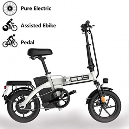 GUOJIN Fahrräder GUOJIN Fahrräder Elektrofahrräder Zusammenklappbares Elektrofahrrad Ebike Für Erwachsene City Commuting 350W Watt Motor, 14 Zoll Reifen 9.6-Ah-Lithium-Ionen-Batterie, Weiß