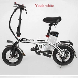 GYL Fahrräder GYL Elektrisches Fahrrad, zusammenklappbar, abnehmbarer Lithium-Akku, 350 W, Motor, doppelte Scheibenbremsen, vorne und hinten, weiß, 14 A
