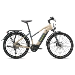 HEPHA Fahrräder HEPHA E-Bike Trekking 7 Performance, 90Nm Mittelmotor, 708Wh abnehmbar Akku (bis zu 200Km), APP, 10-Gang, Federgabel 63mm, 27.5 Zoll, Modell 2023(Lowstep, Sand, M-46cm)
