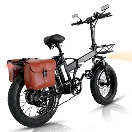 HFRYPShop Elektrofahrräder HFRYPShop Elektrofahrrad E-Bike Klapprad 20 Zoll | S-Pedelec Mit 15AH 48V Lithium-Batterie Range:60-90KM | 80N.m Bürstenlosen Motor | 4.0 Fat Tire Faltbare E Bike Herren mit 7-Gang (+ Bag)
