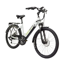 HIGHPHORIA City E-Bike 26 Zoll Tiefeinsteiger (Damen) • Elektrofahrrad für Stadt • Bafang-Motor 250W 25 km/h • 8-Gang Schaltung • Pedelec (Weiß/Schwarz)