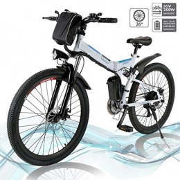 Hiriyt Elektrofahrräder Hiriyt Faltbares E-Bike, 36V 250W Elektrofahrräder, 8A Lithium Batterie Mountainbike, 26 Zoll Große Kapazität Pedelec mit Lithium-Akku und Ladegerät (Faltbar_Weiß)