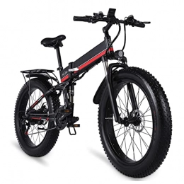 HMEI Fahrräder HMEI 1000W faltende Elektrofahrräder für Erwachsene Männer 26-Zoll-Fat-Reifen-Elektro-Mountainbikes 25 MPH Elektrofahrrad E-Bikes (Farbe : Rot)