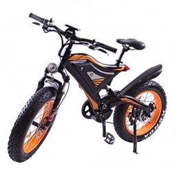HSTD Elektrofahrräder HSTD Elektrische Mountainbike - 20In Fett Reifen Elektrische Fahrrad, Strand Cruiser Schnee Bike, 500W E-Bike 48V 10, 4 Ah Lithium-Batterie, Shimano 21 Geschwindigkeit Elektrofahrrad Orange