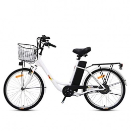 HWOEK Fahrräder HWOEK 24 Zoll Elektro Fahrrad, City-E-Bike 250W Motor 36V 10Ah Lithium-Ionen-Akku Elektro mit Korb Geeignet für 155-185cm Personen, Weiß