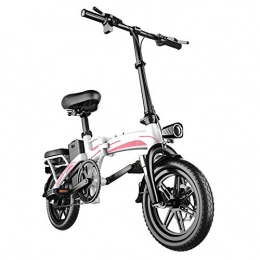 HWOEK Elektrofahrräder HWOEK Faltbares E-Bike, 14 Zoll Elektrofahrrad Erwachsene Rahmen aus Kohlenstoffstahl 48V 10Ah Lithium-Ionen-Akku und 400W Stabile Bürstenlosem Motor, Vorderradaufhängung, Weiß